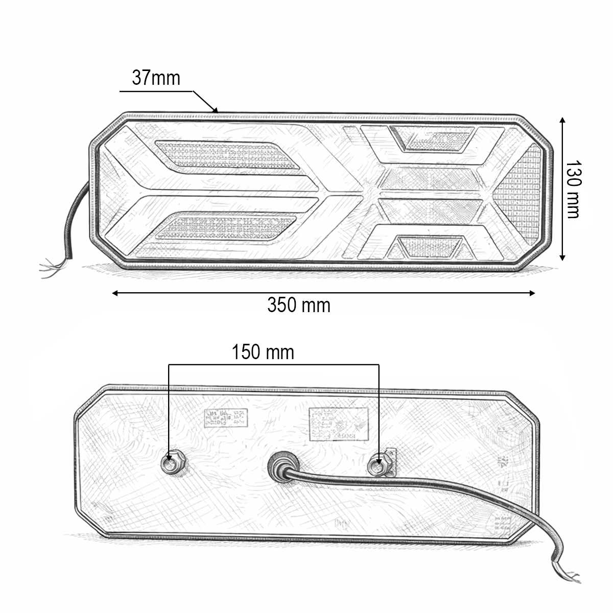 Lampa stop spate LED 12/24V universala 350x130x37mm Breckner Germany [4]