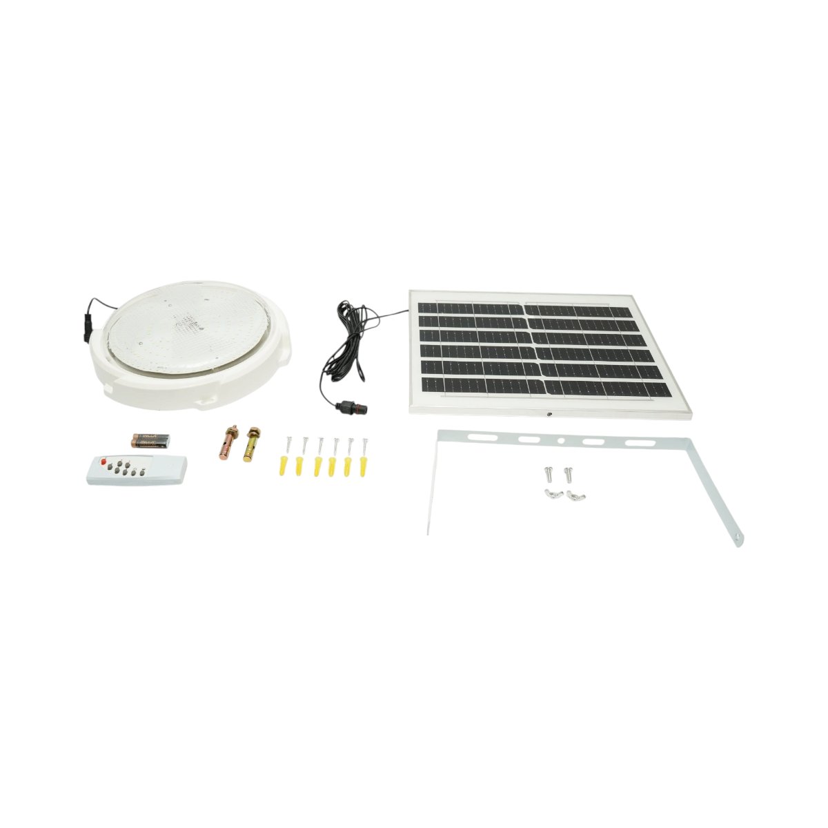 Plafoniera solara LED 200W, 6500K cu panou solar 12W, baterie LiFePO4 5400mAh, senzor miscare si telecomanda IP65 Breckner Germany [3]