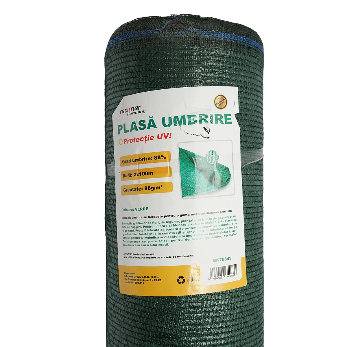 Plasa umbrire 88% latime 2M si lungime 100M verde din polietilena cu protectie UV [3]