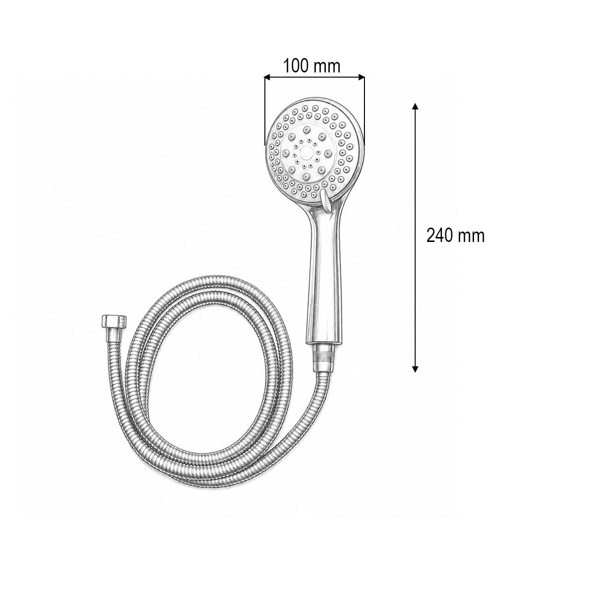 Set para dus cu furtun zincat 1.5m, 5 functii, crom lucios, plastic 100x240mm [3]