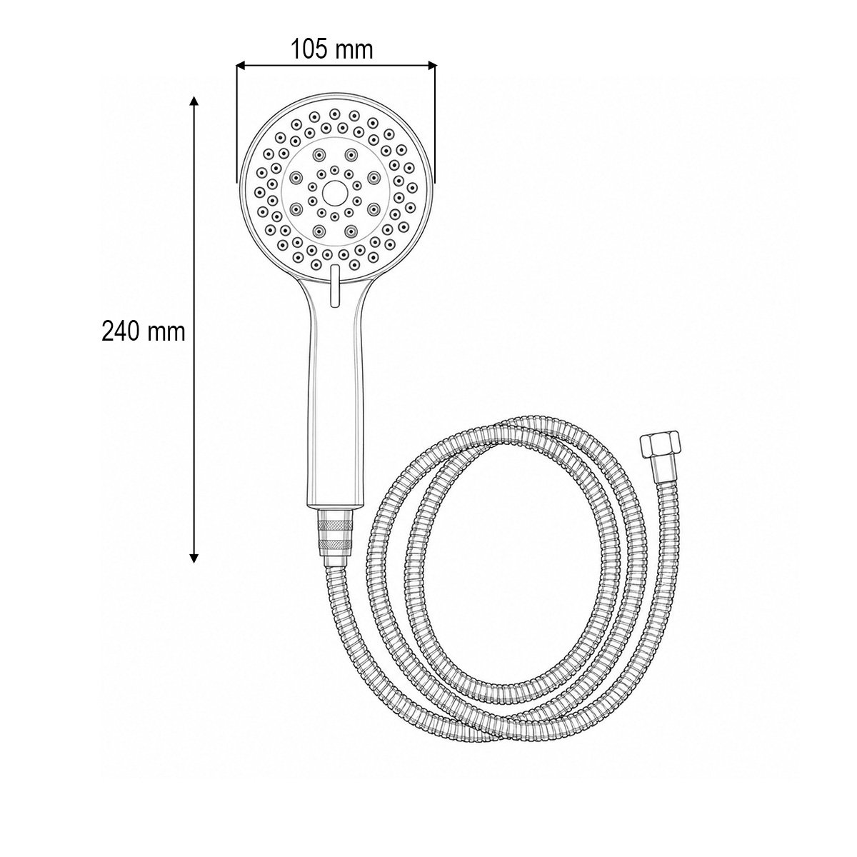 Set para dus cu furtun zincat 1.5m, 5 functii, duze silicon, crom lucios, plastic 105x240mm [3]