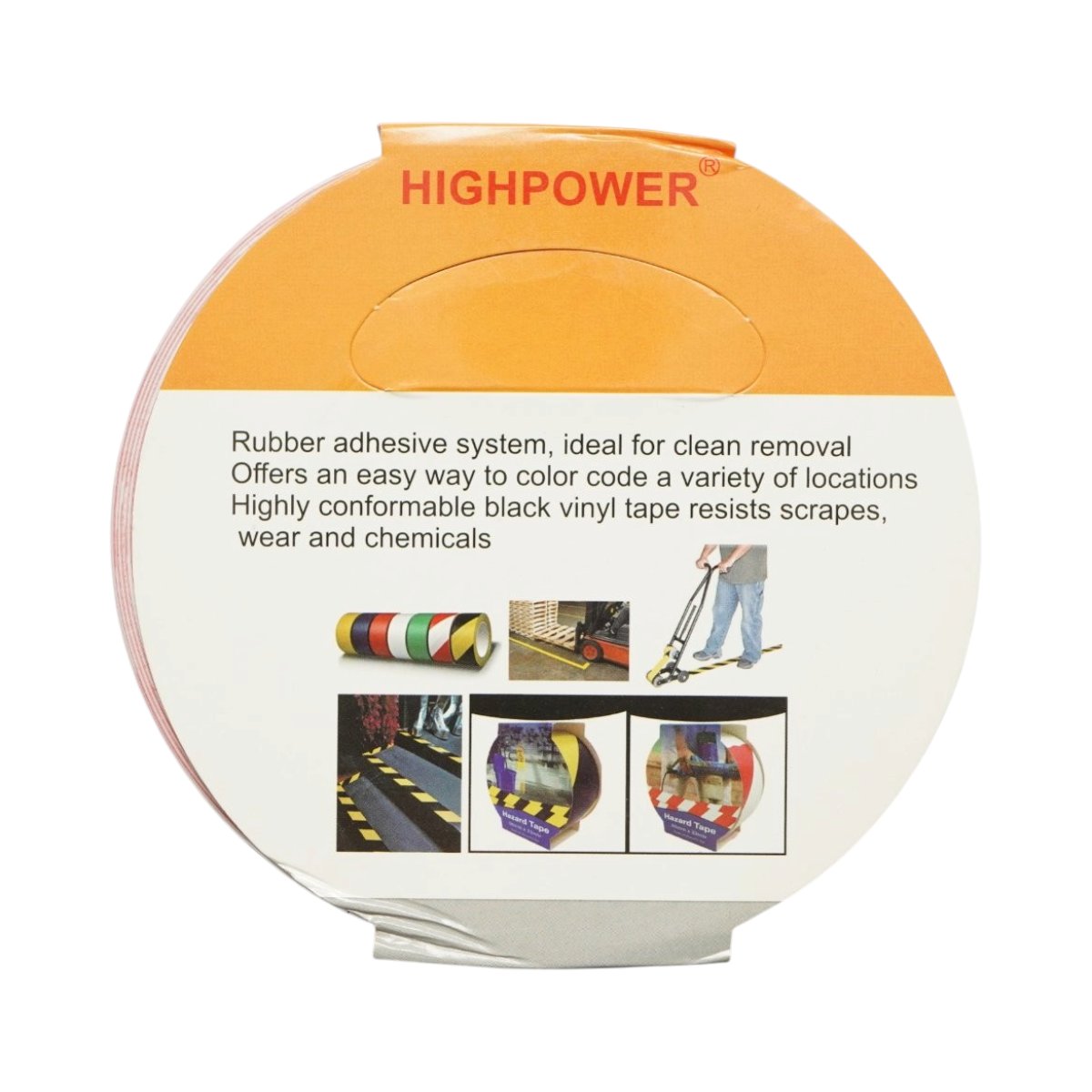 Banda adeziva de avertizare si marcare podea PVC rosu-alb 48mm x 33m HighPower [5]