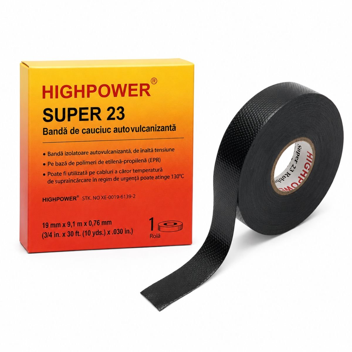 Banda autovulcanizanta electroizolanta din cauciuc 19mm x 9.1m Super 23 HighPower [4]
