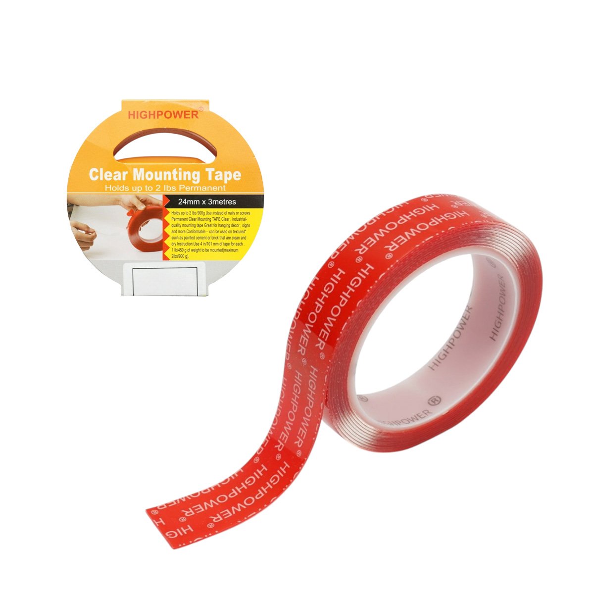 Banda dublu adeziva acrilica transparenta 24mm x 3m HighPower [2]