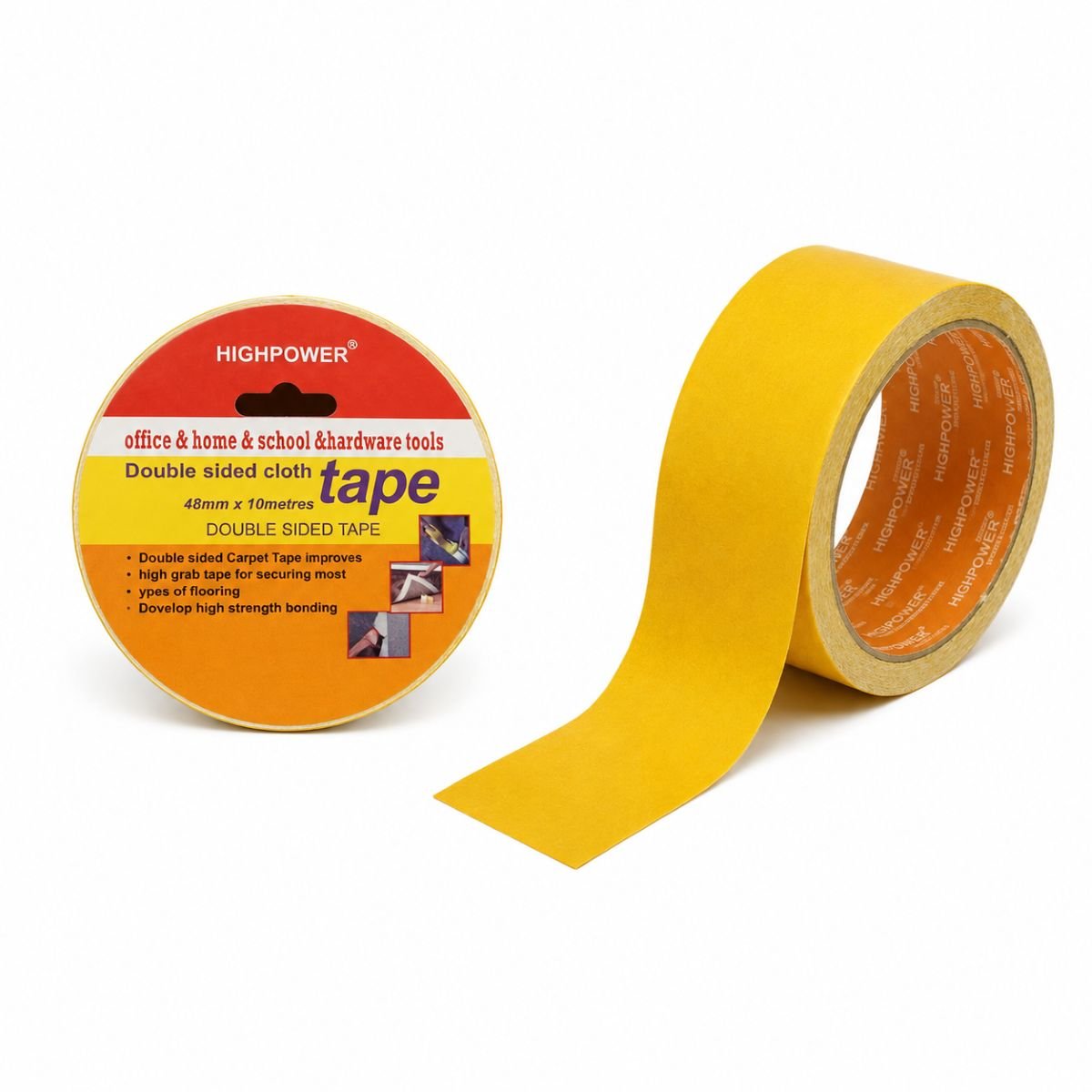 Banda dublu adeziva textila 48mm x 10m pentru mochete si covoare HighPower [2]