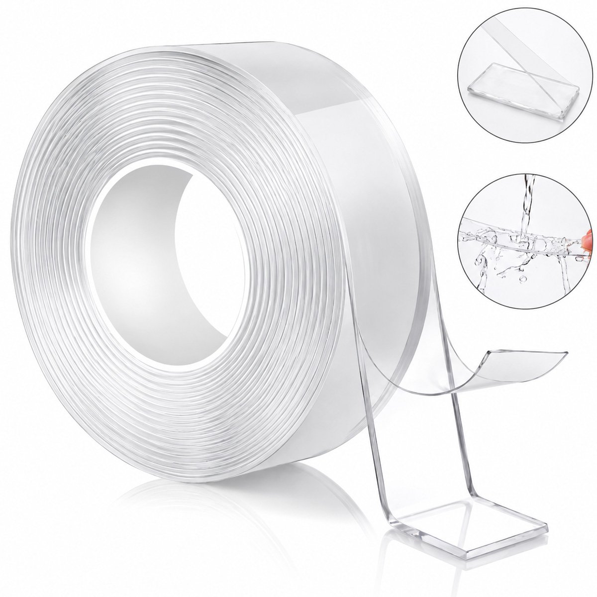 Benzi adezive - Banda dublu adeziva transparenta reutilizabila 30mm x 3m Nano Tape Crystal HighPower