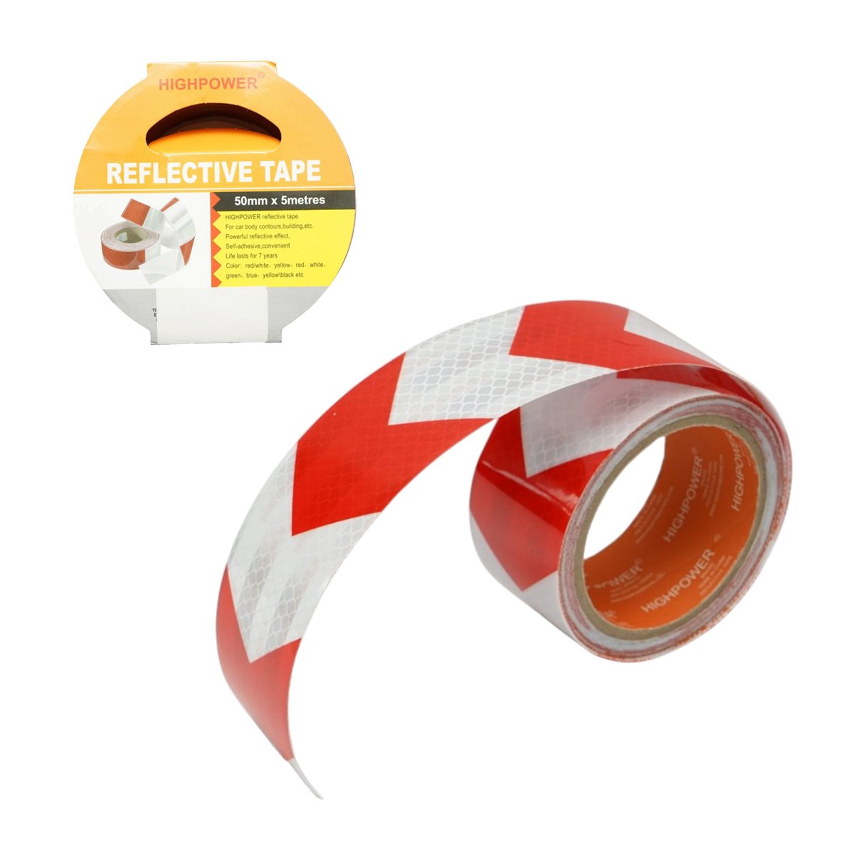 Banda reflectorizanta rosu-alb cu sageata autoadeziva 50mm x 5m HighPower [2]