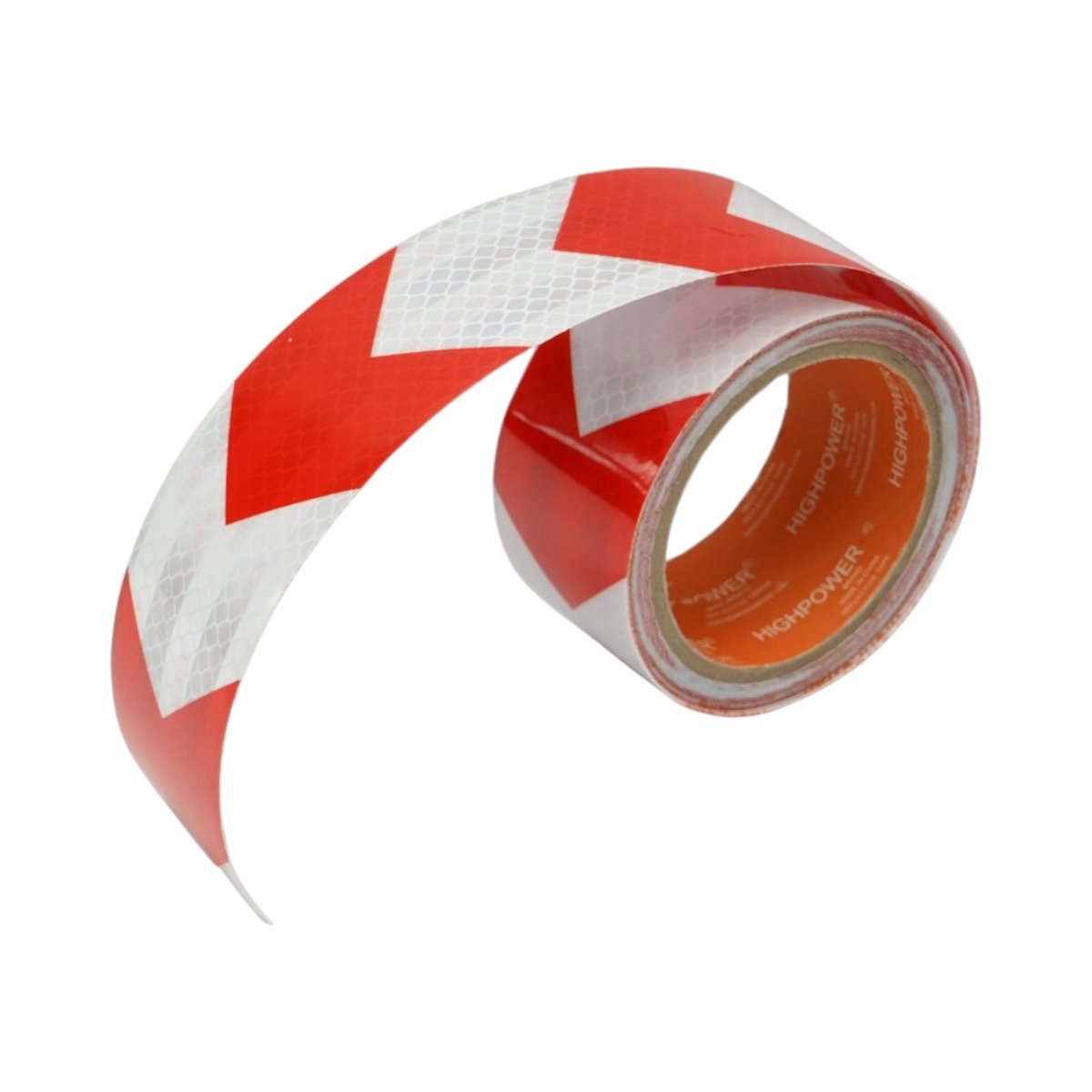 Benzi adezive - Banda reflectorizanta rosu-alb cu sageata autoadeziva 50mm x 5m HighPower