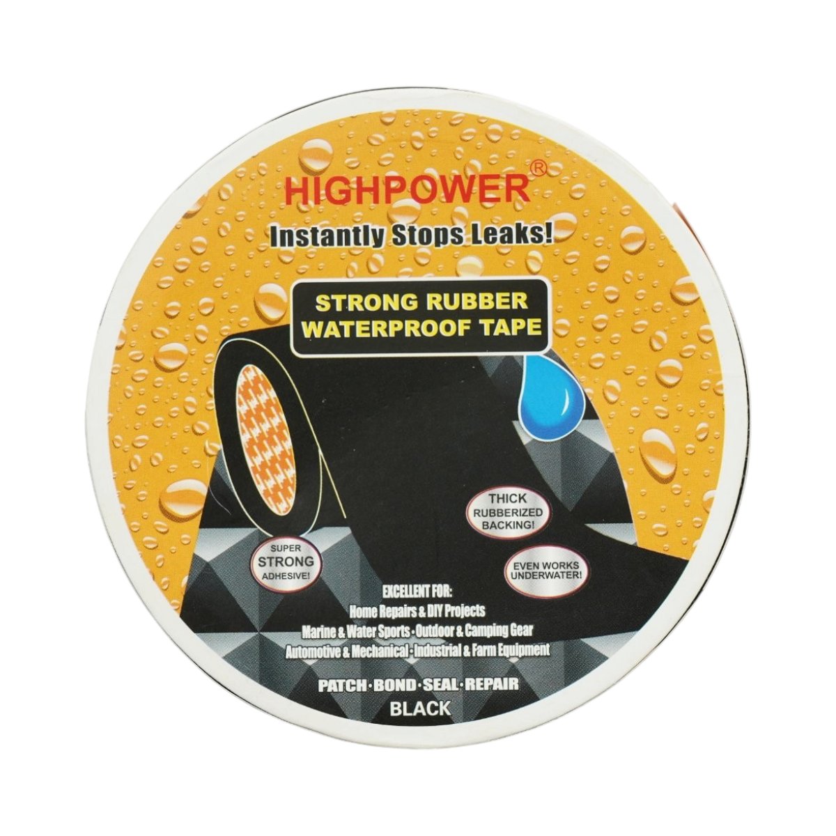 Banda super adeziva impermeabila cauciucata neagra 100mm x 1.5m HighPower [3]