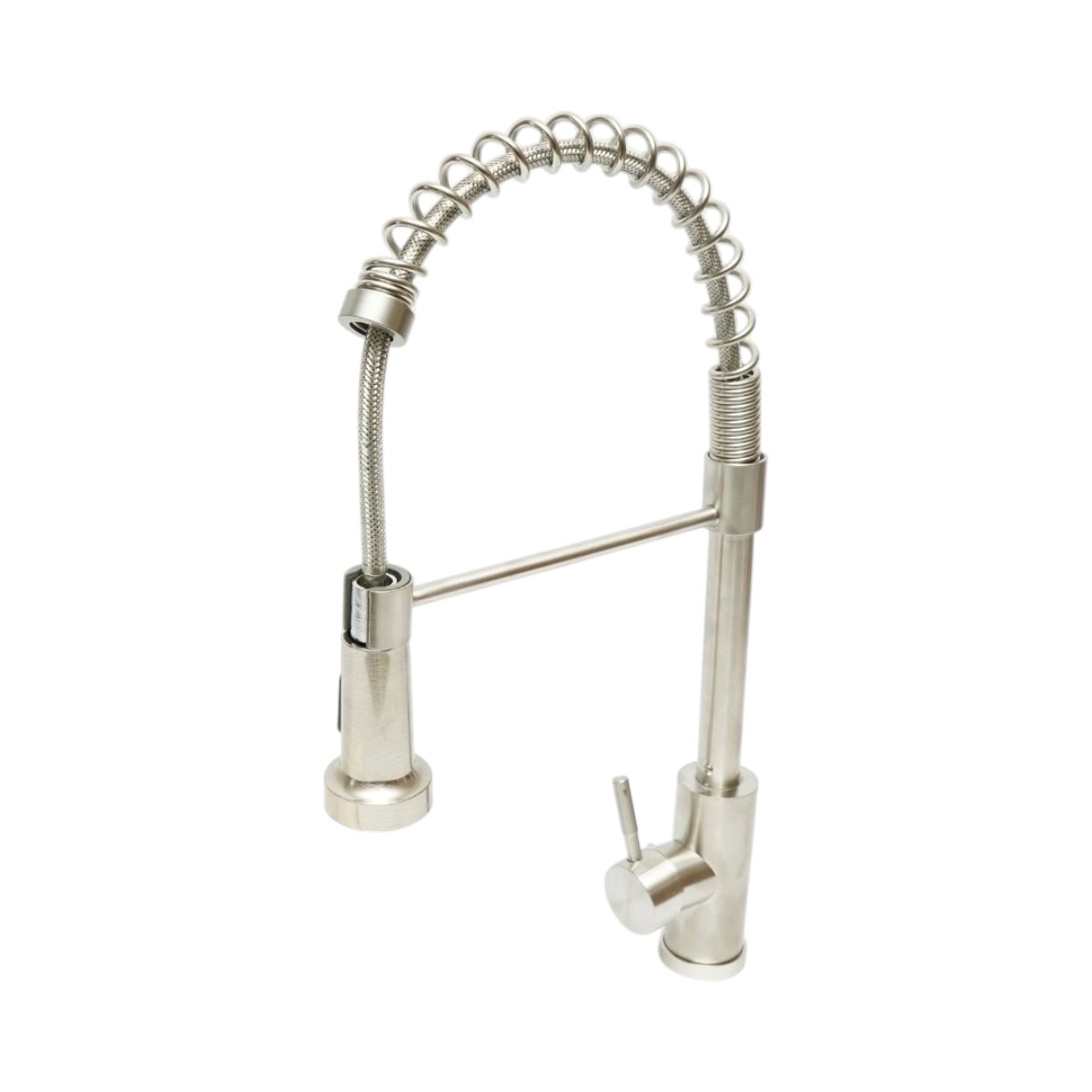 Casa si Bricolaj - Baterie chiuveta bucatarie cu dus extractibil, arc flexibil, perlator 2 functii, inox satinat, aliaj zinc, furtunuri incluse