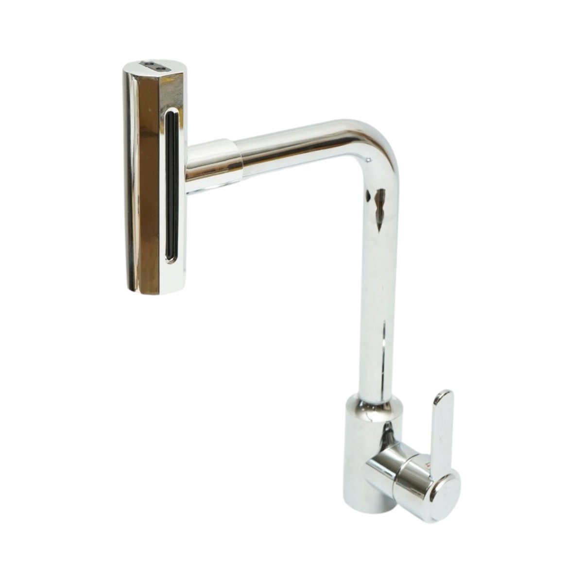 Casa si Bricolaj - Baterie chiuveta bucatarie tip cascada, 4 functii de curgere, pipa rotativa 360 grade, monocomanda, crom lucios, aliaj zinc, furtunuri incluse