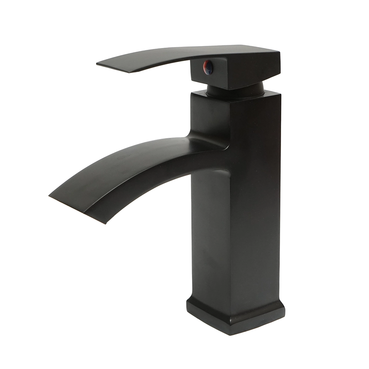Baterii sanitare - Baterie lavoar tip cascada, monocomanda, finisaj negru mat, aliaj zinc, accesorii incluse