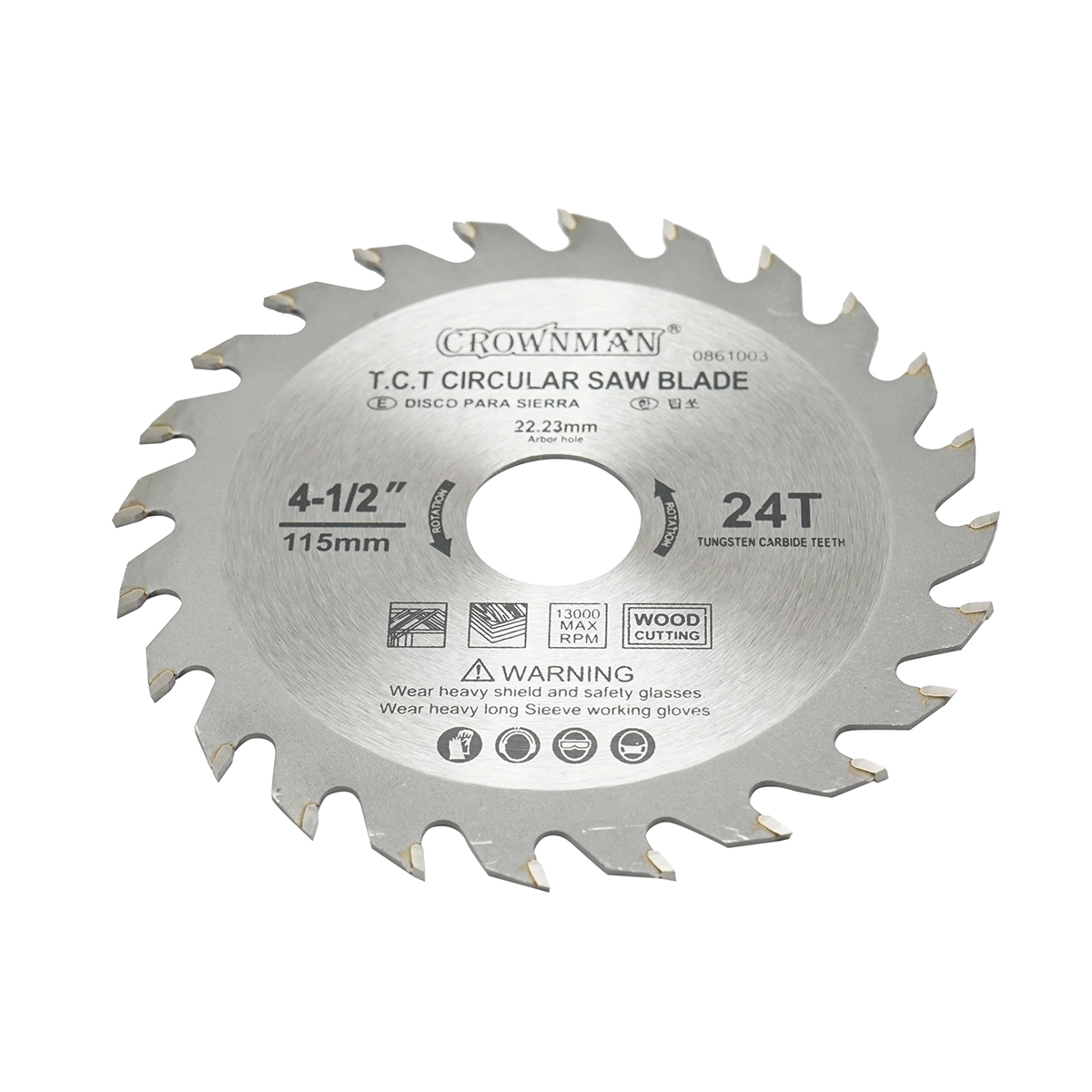 Disc circular vidia pentru lemn 115x22.23mm, 24 dinti, turatie maxima 13000rpm Crownman [1]