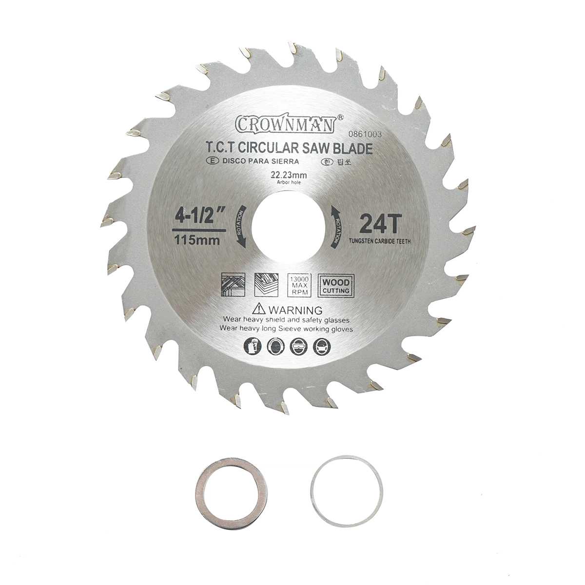 Scule si Unelte - Disc circular vidia pentru lemn 115x22.23mm, 24 dinti, turatie maxima 13000rpm Crownman