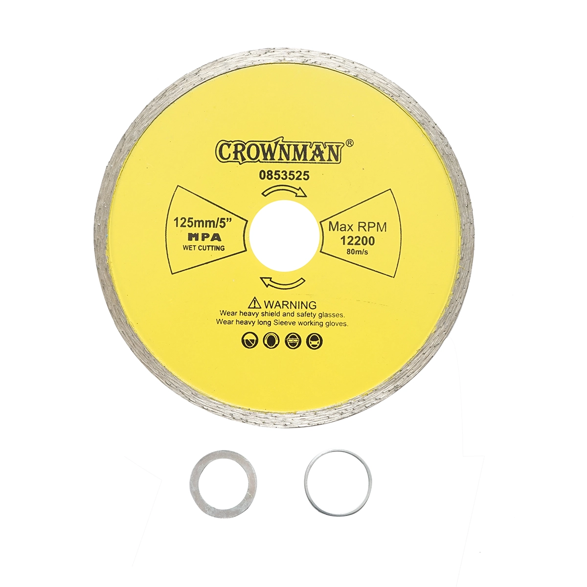 Accesorii taiere, polizare si slefuire - Disc diamantat continuu 125x22.23mm, viteza max. 12200rpm, taiere umeda pentru piatra, ceramica, granit, gresie, marmura Crownman