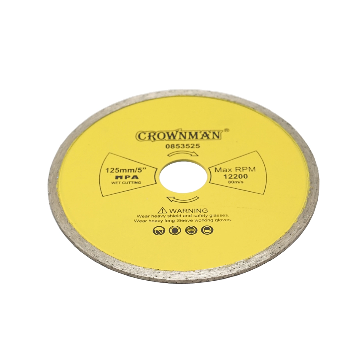 Disc diamantat continuu 125x22.23mm, viteza max. 12200rpm, taiere umeda pentru piatra, ceramica, granit, gresie, marmura Crownman [2]