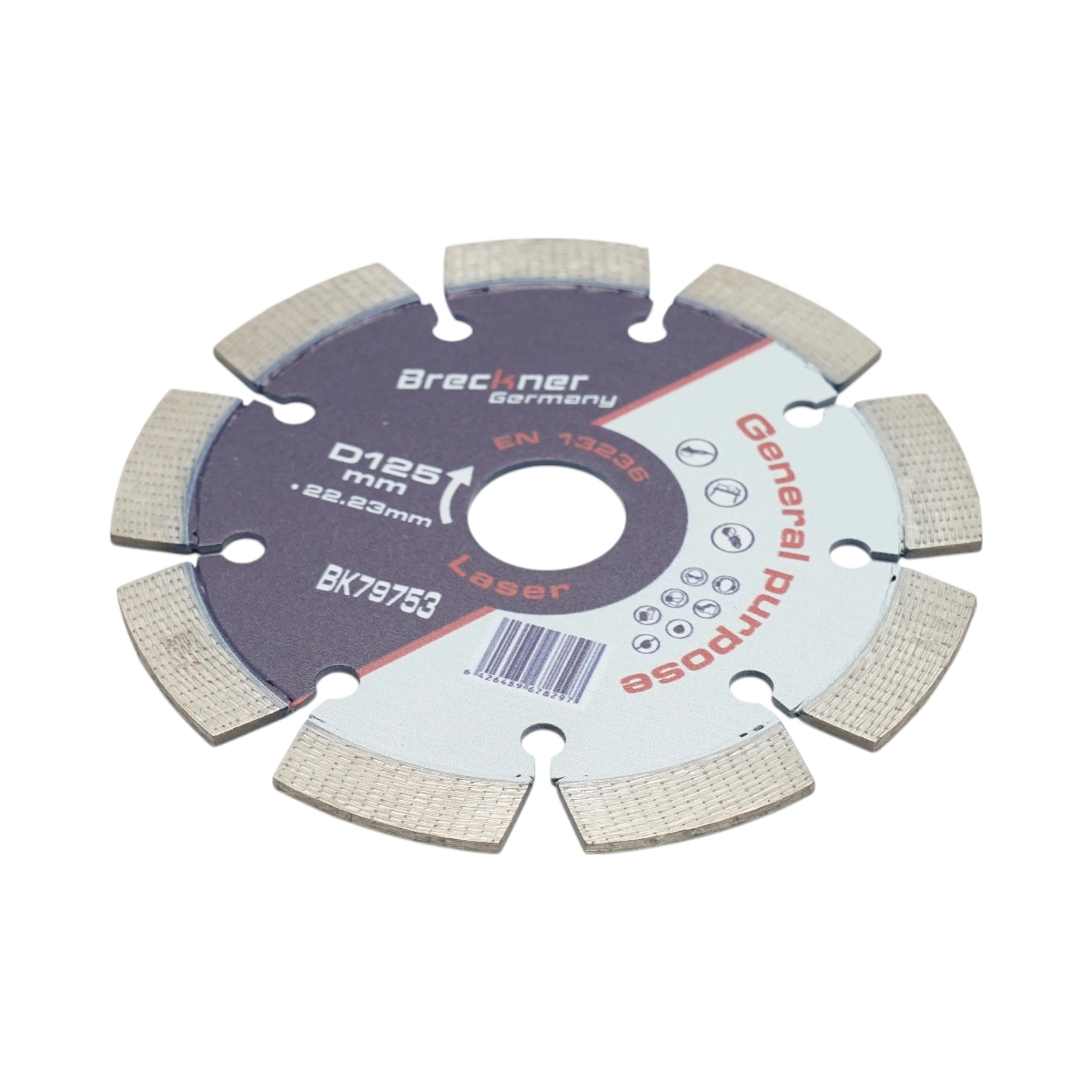 Disc diamantat segmentat 125x22.23mm, segment 12mm pentru beton, pavele, mozaic, boltari, caramida Breckner Germany [1]