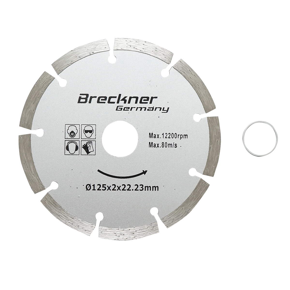 Accesorii taiere, polizare si slefuire - Disc diamantat segmentat 125x2x22.23mm, taiere uscata pentru beton, piatra, caramida Breckner Germany