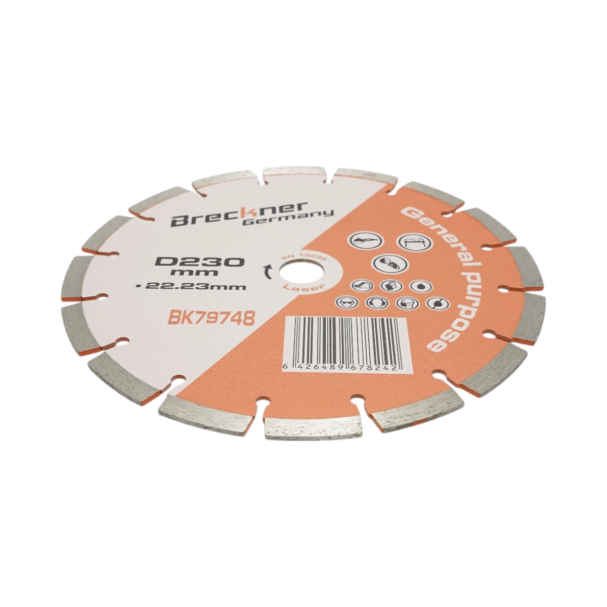 Disc diamantat segmentat 230x22.23mm, segment 10mm pentru caramida, beton, zidarie, boltari, piatra Breckner Germany [2]