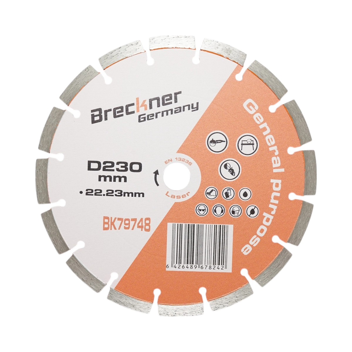 Accesorii taiere, polizare si slefuire - Disc diamantat segmentat 230x22.23mm, segment 10mm pentru caramida, beton, zidarie, boltari, piatra Breckner Germany