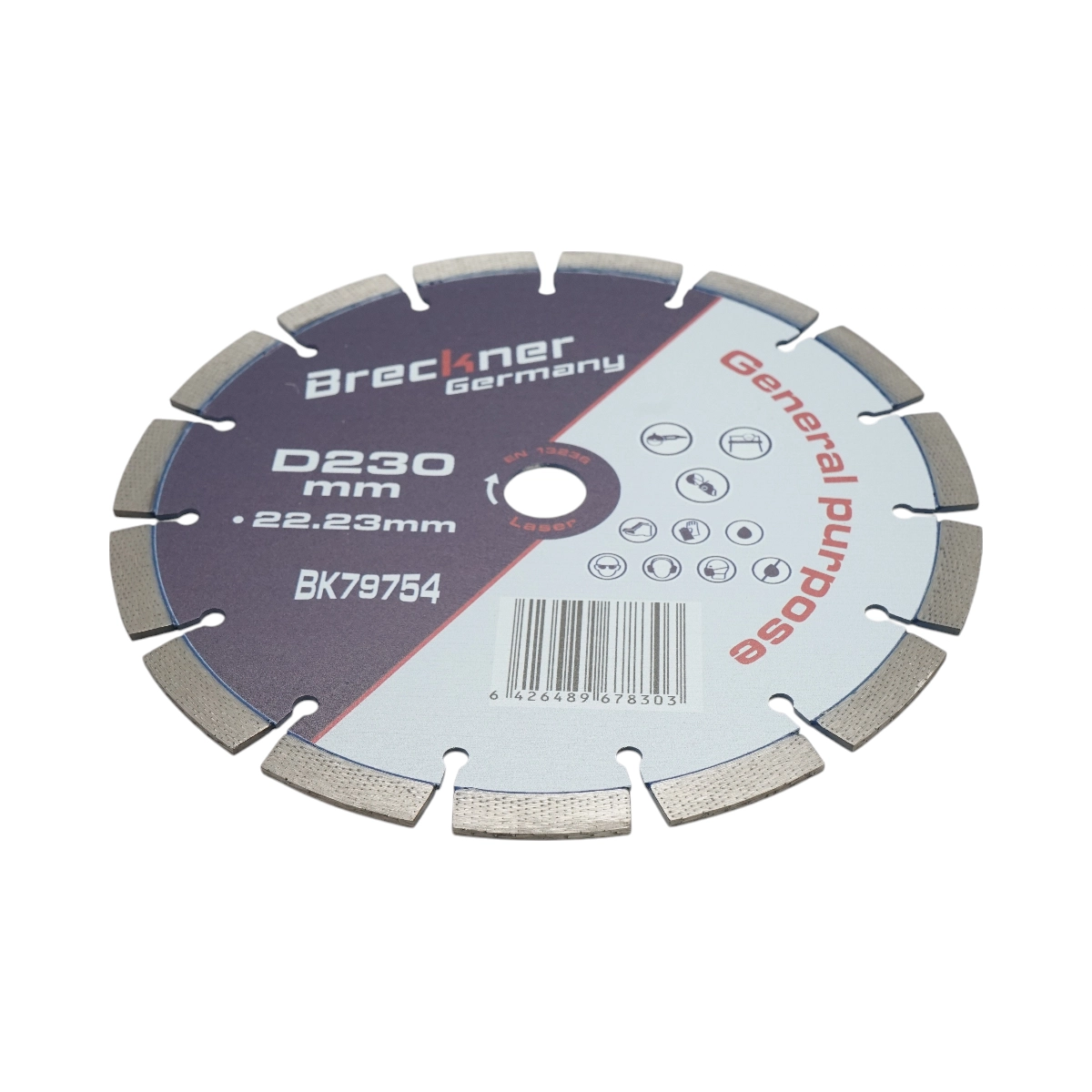 Disc diamantat segmentat 230x22.23mm, segment 12mm pentru beton, pavele, mozaic, boltari, caramida Breckner Germany [2]