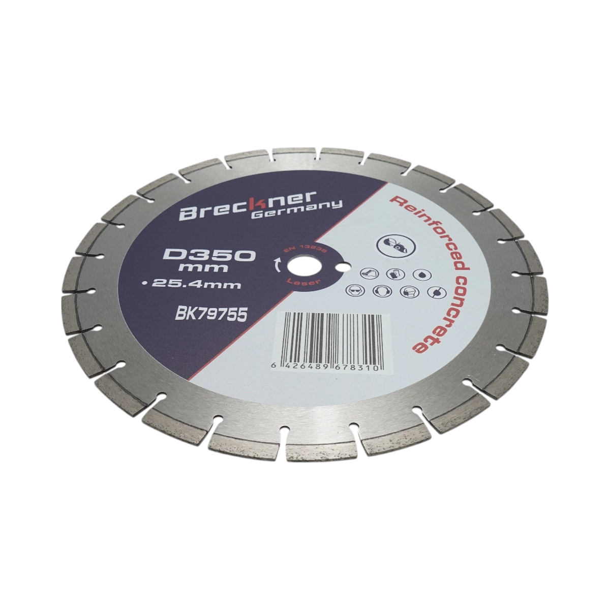 Disc diamantat segmentat 350x25.4mm, segment 10mm pentru beton armat, pavele, boltari, piatra dura Breckner Germany [2]