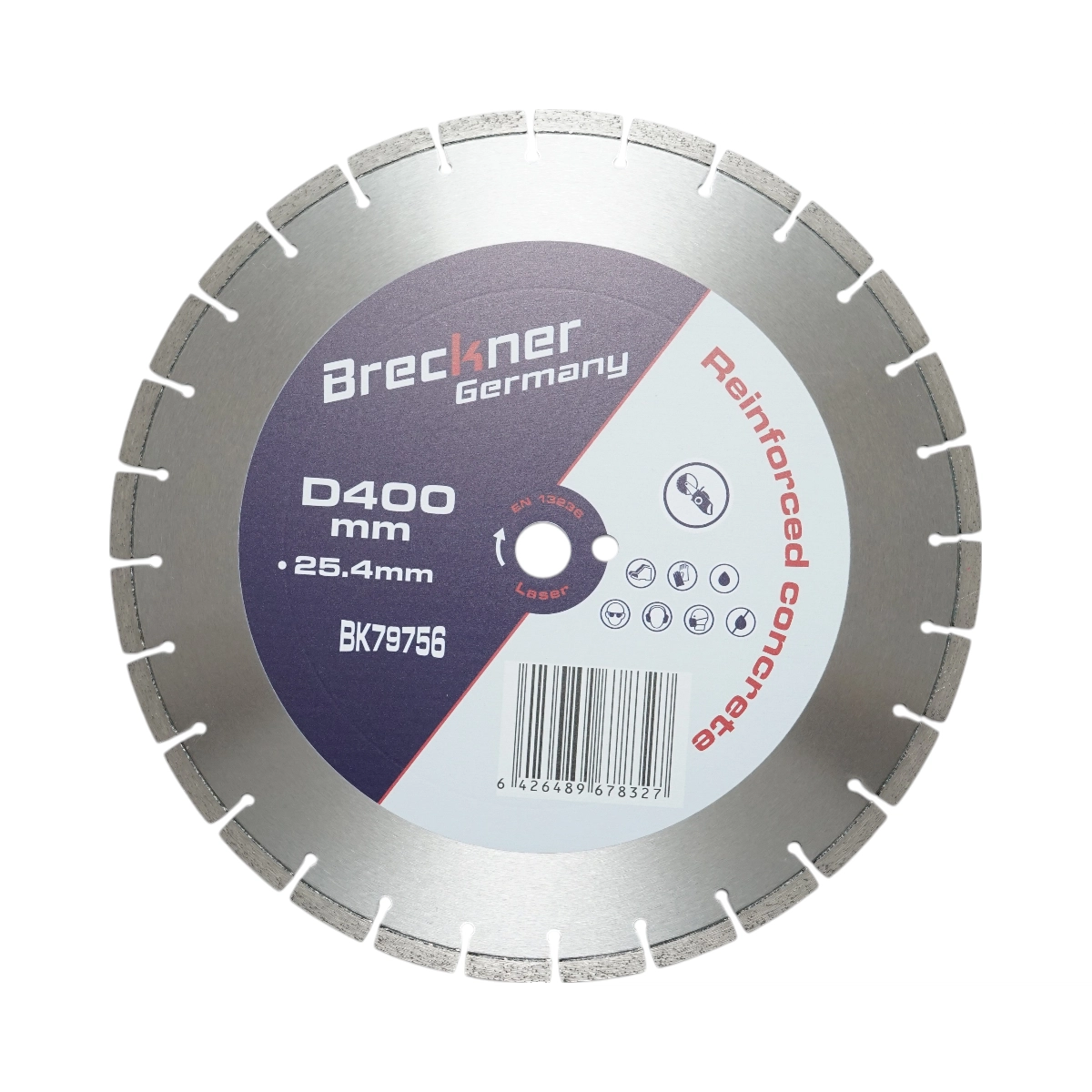 Accesorii taiere, polizare si slefuire - Disc diamantat segmentat 400x25.4mm, segment 10mm pentru beton armat, pavele, boltari, piatra dura Breckner Germany