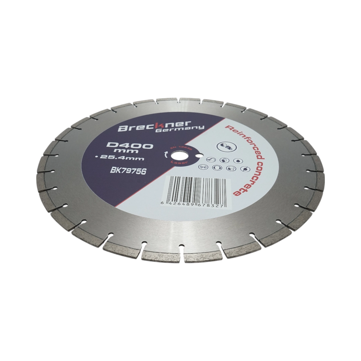 Disc diamantat segmentat 400x25.4mm, segment 10mm pentru beton armat, pavele, boltari, piatra dura Breckner Germany [2]