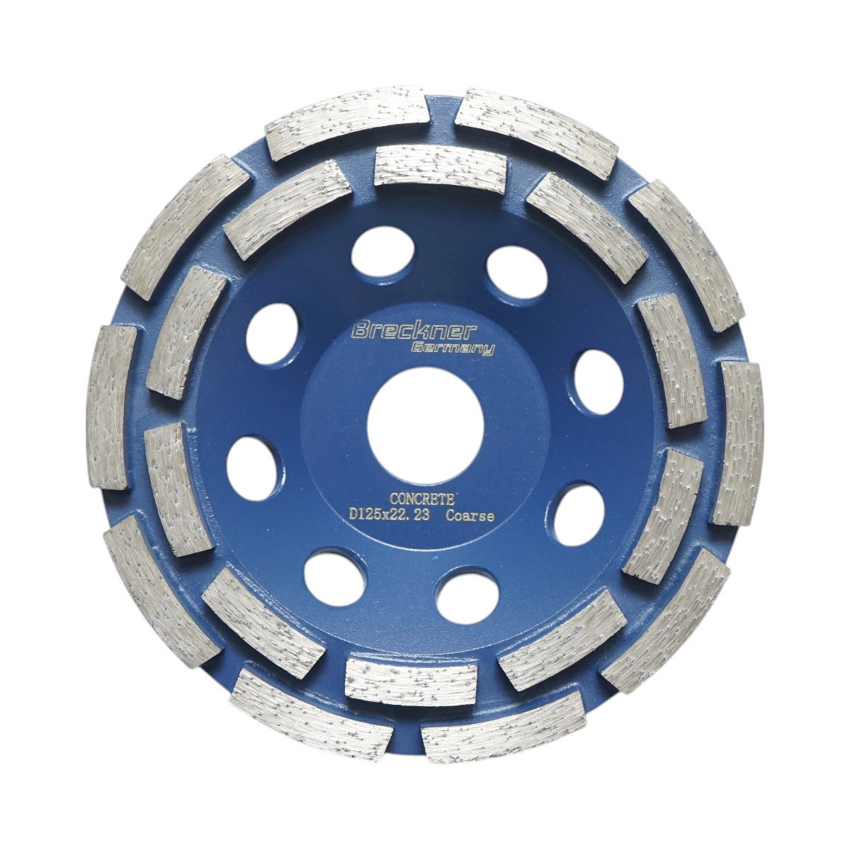 Accesorii taiere, polizare si slefuire - Disc diamantat segmentat tip cupa 125x22.23, dublu rand grosier, standard CONCRETE pentru slefuire beton, piatra, mozaic Breckner Germany