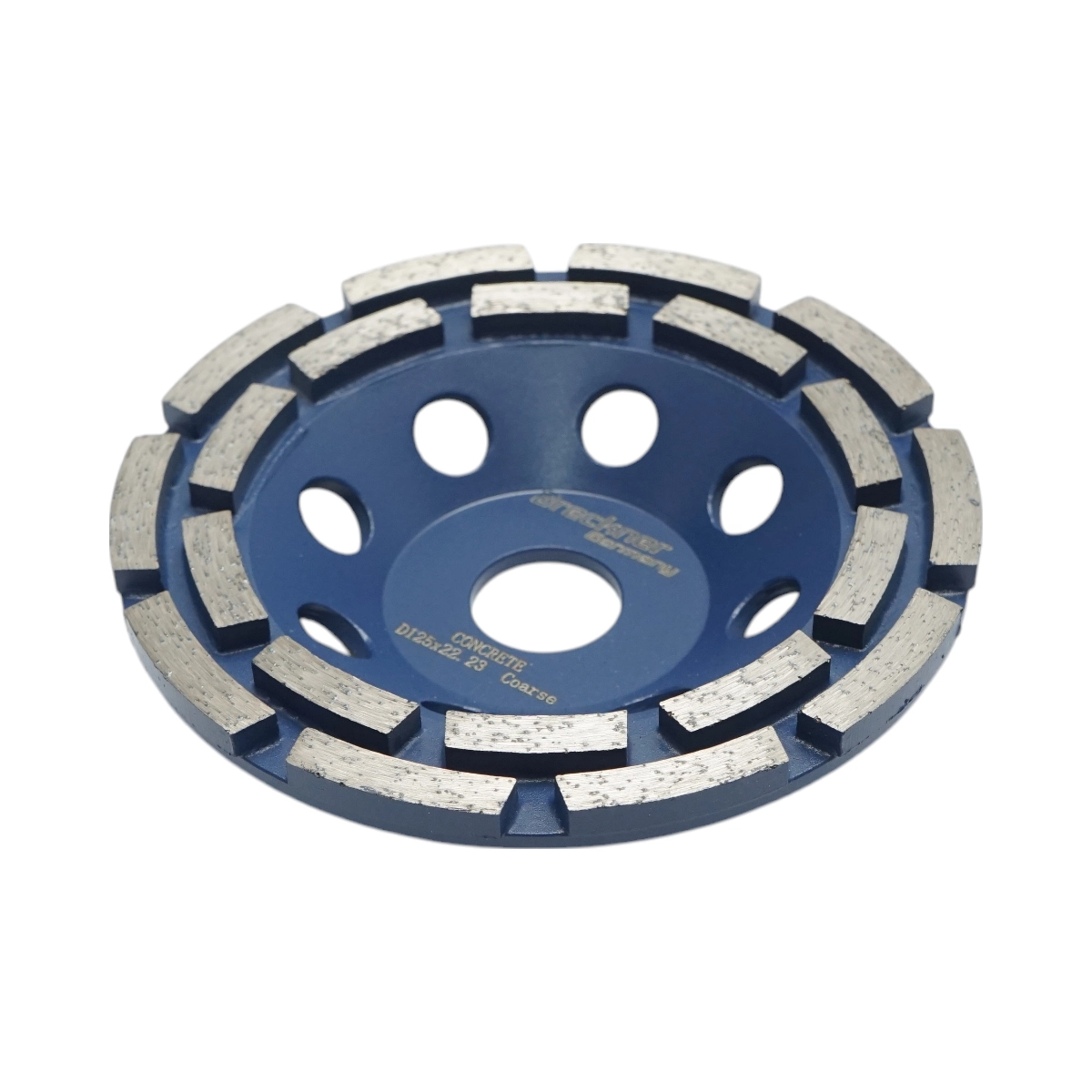Disc diamantat segmentat tip cupa 125x22.23, dublu rand grosier, standard CONCRETE pentru slefuire beton, piatra, mozaic Breckner Germany [2]