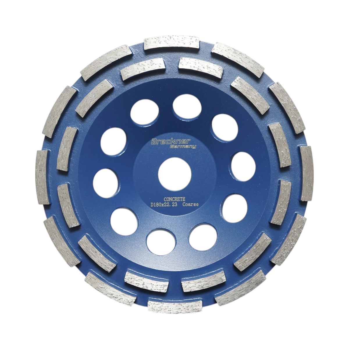 Accesorii taiere, polizare si slefuire - Disc diamantat segmentat tip cupa 180x22.23, dublu rand grosier, standard CONCRETE pentru slefuire beton, piatra, mozaic Breckner Germany