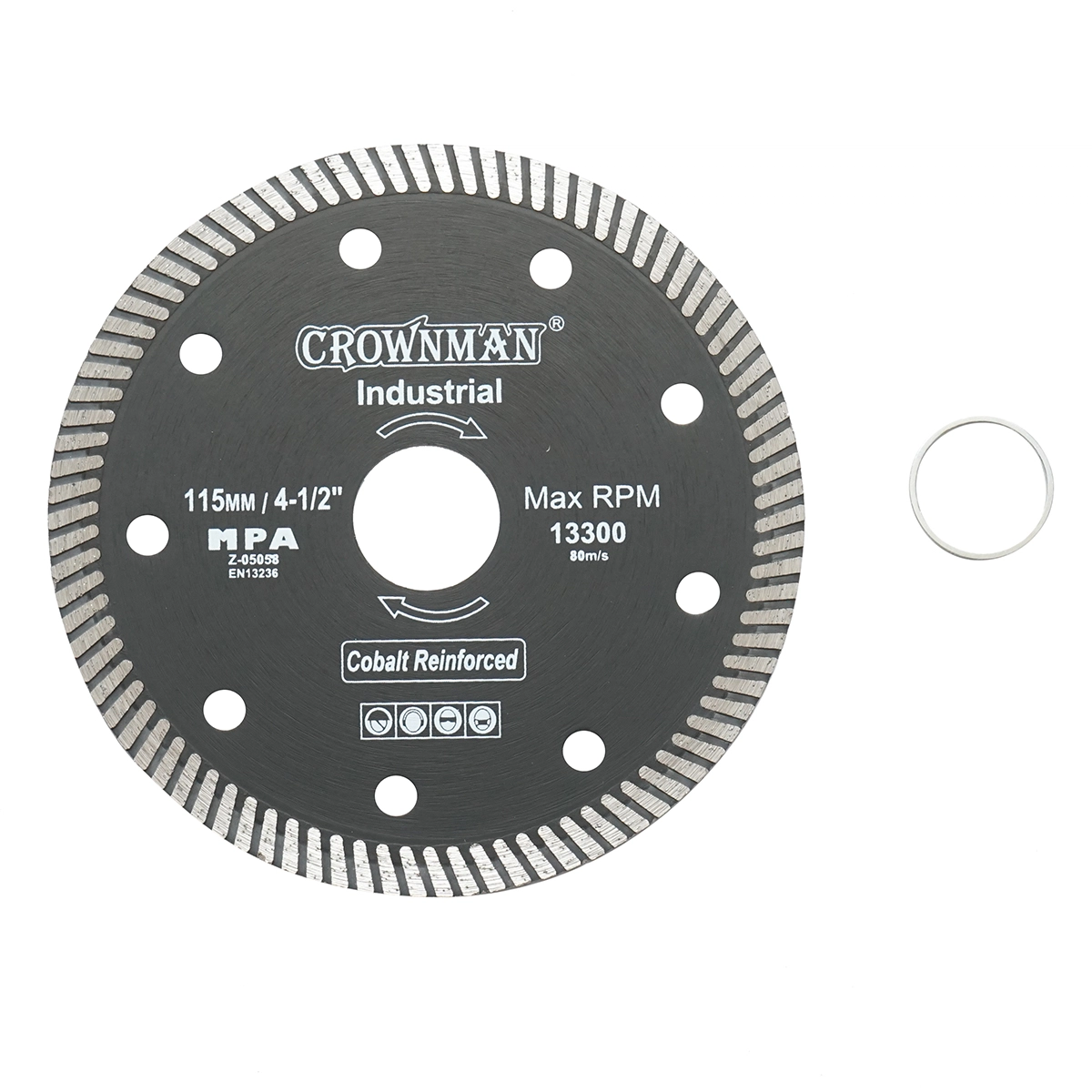 Accesorii taiere, polizare si slefuire - Disc diamantat turbo 115x22.23x1.35mm, viteza max. 13300rpm, taiere umeda/uscata pentru piatra, placi ceramice Crownman