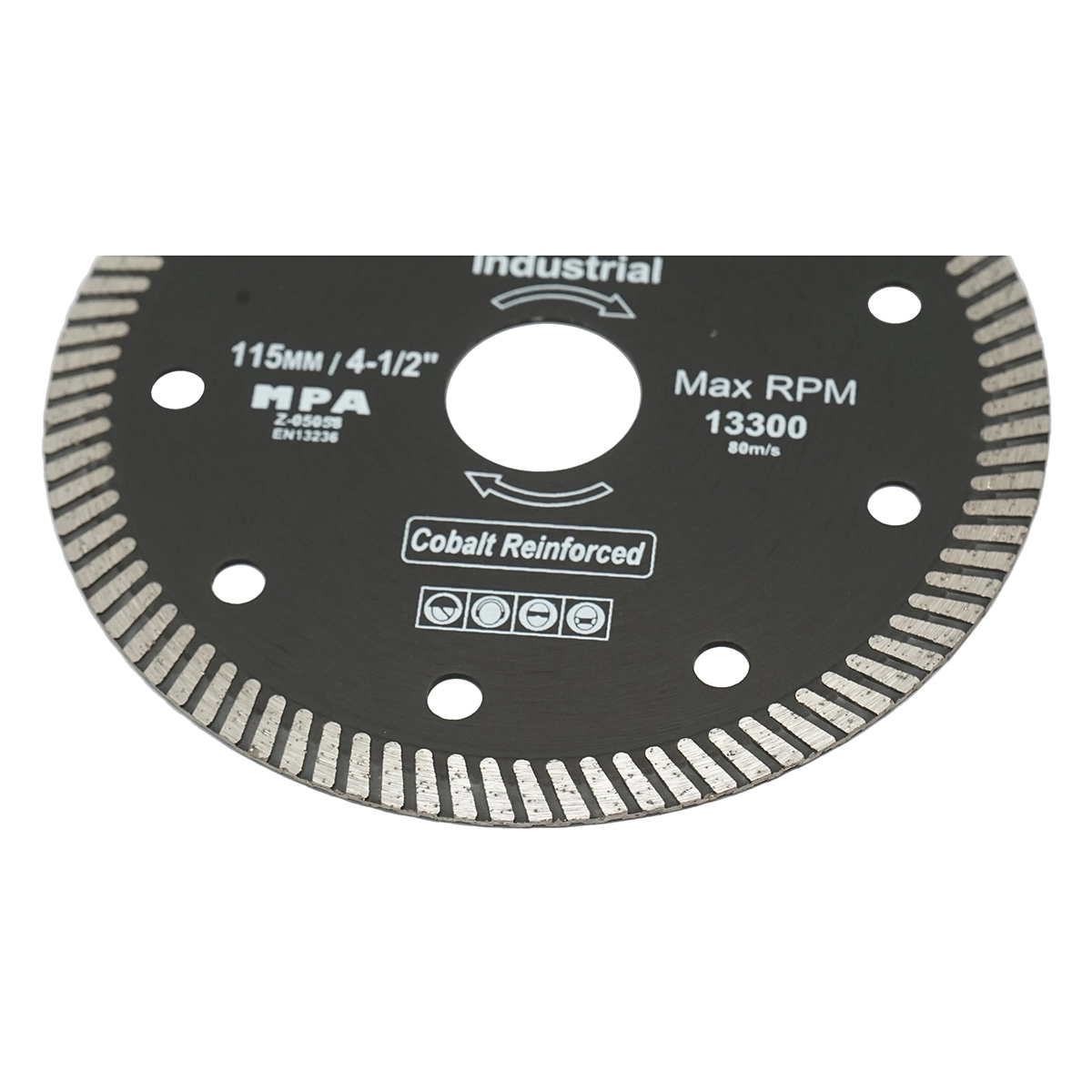 Disc diamantat turbo 115x22.23x1.35mm, viteza max. 13300rpm, taiere umeda/uscata pentru piatra, placi ceramice Crownman [2]