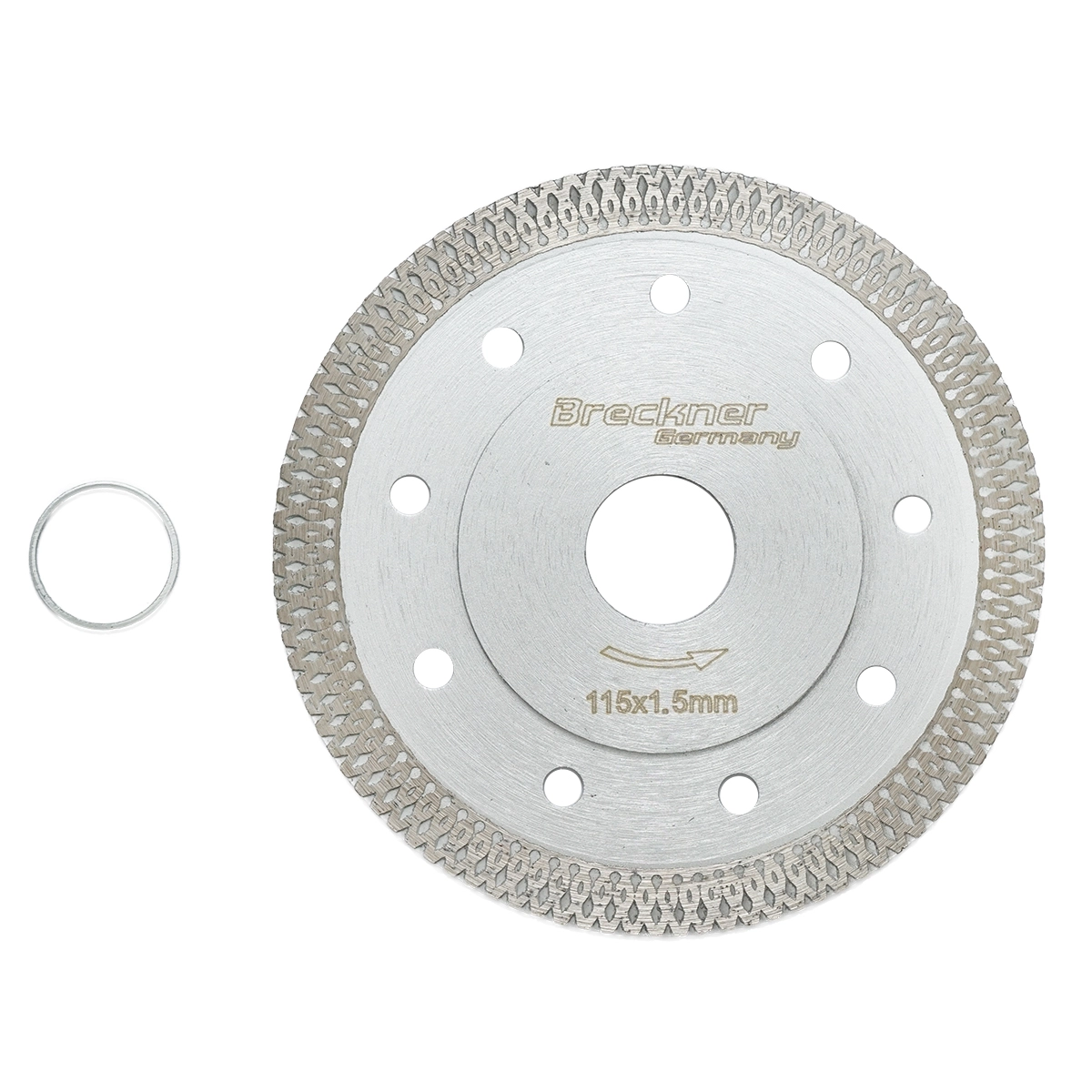Accesorii taiere, polizare si slefuire - Disc diamantat turbo continuu 115x1.5x22.23mm, taiere umeda/uscata pentru ceramica dura, gresie, faianta Breckner Germany