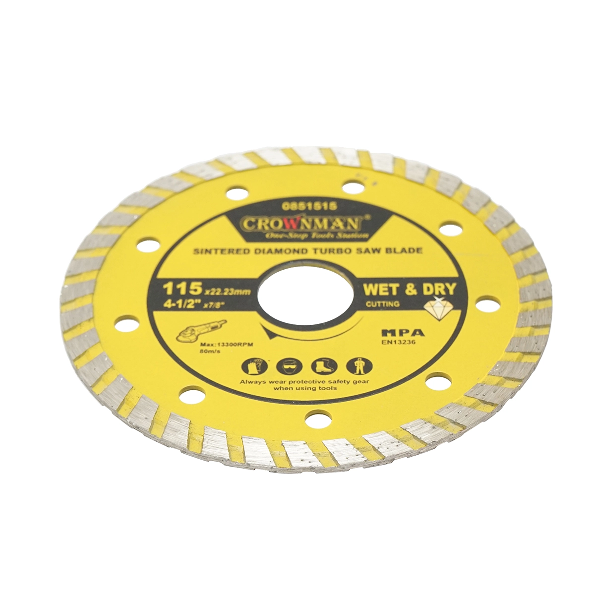 Disc diamantat turbo sinterizat 115x22.23mm, taiere umeda/uscata pentru piatra, gresie, ceramica, marmura Crownman [2]