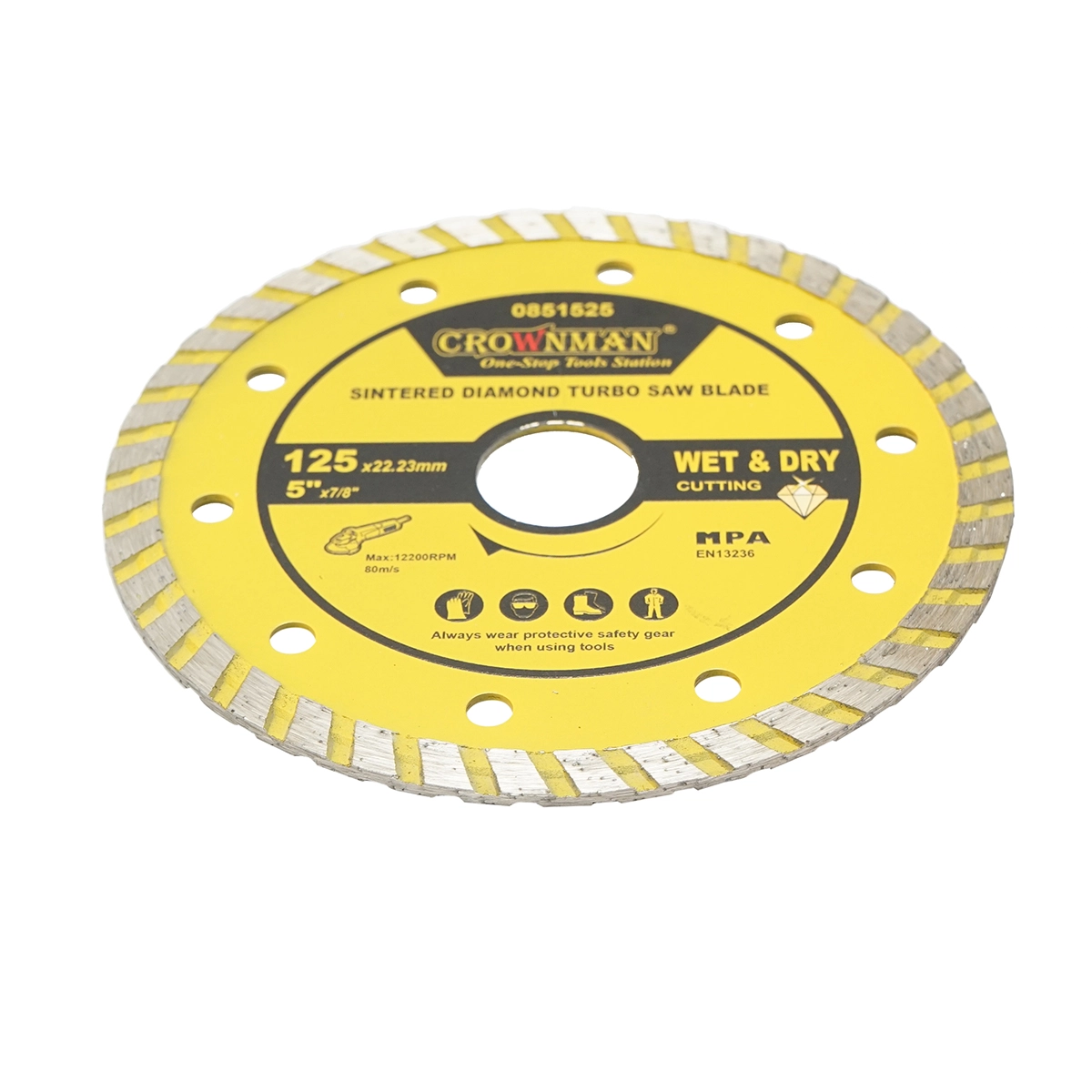 Disc diamantat turbo sinterizat 125x22.23mm, taiere umeda/uscata pentru piatra, gresie, ceramica, marmura Crownman [2]