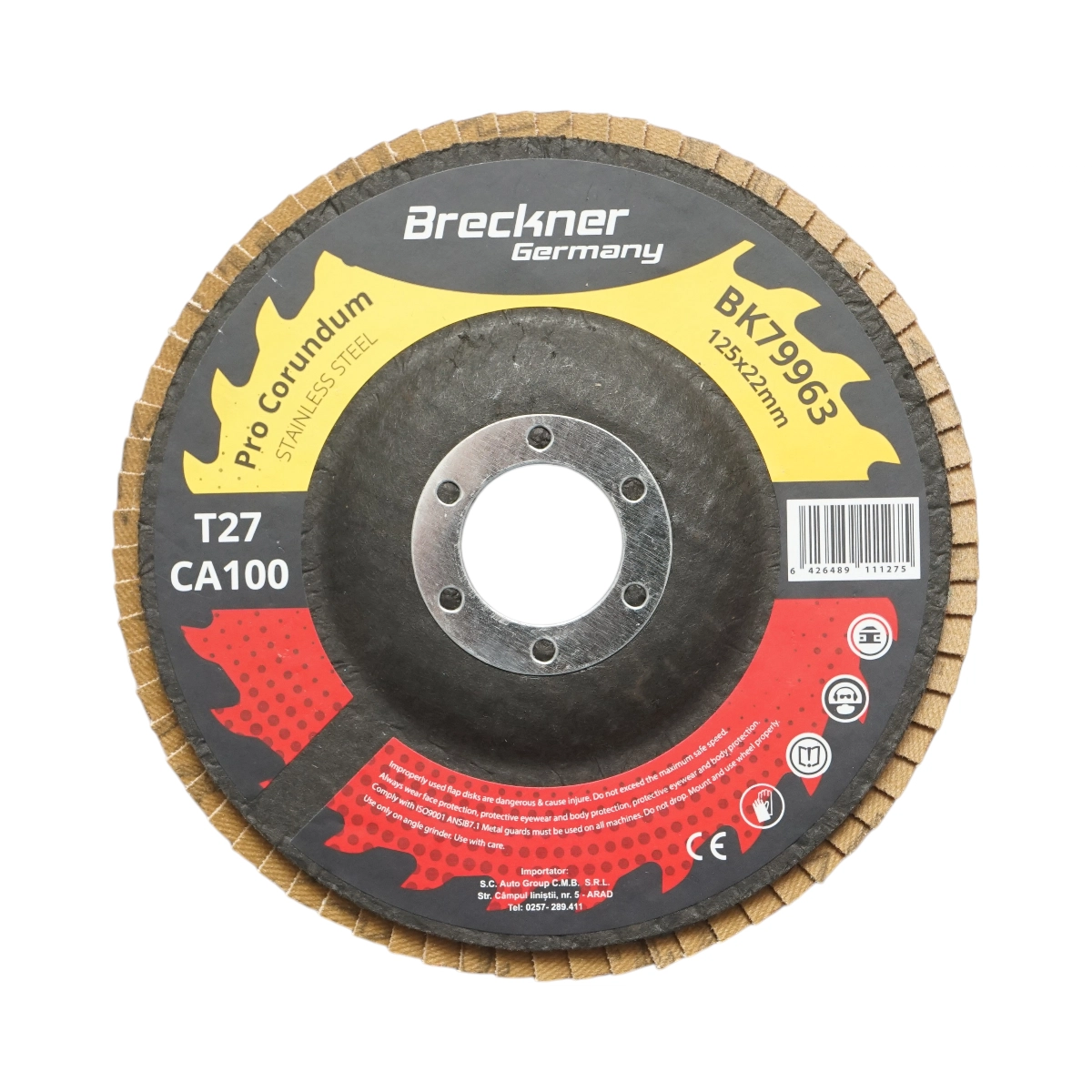 Accesorii taiere, polizare si slefuire - Disc lamelar abraziv corund 125x22mm T27 CA100 pentru slefuire/polizare inox si metal Breckner Germany