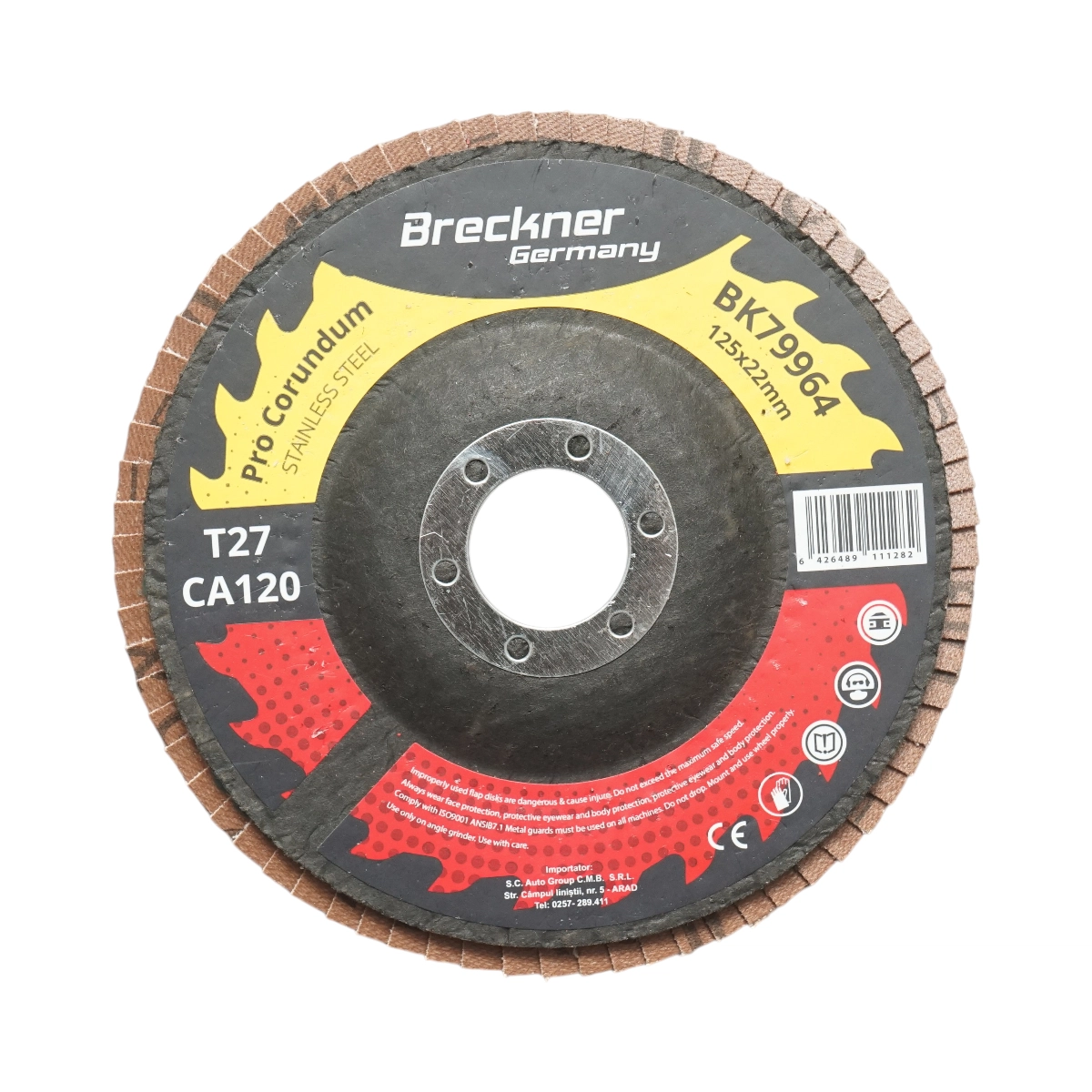 Accesorii taiere, polizare si slefuire - Disc lamelar abraziv corund 125x22mm T27 CA120 pentru slefuire/polizare inox si metal Breckner Germany