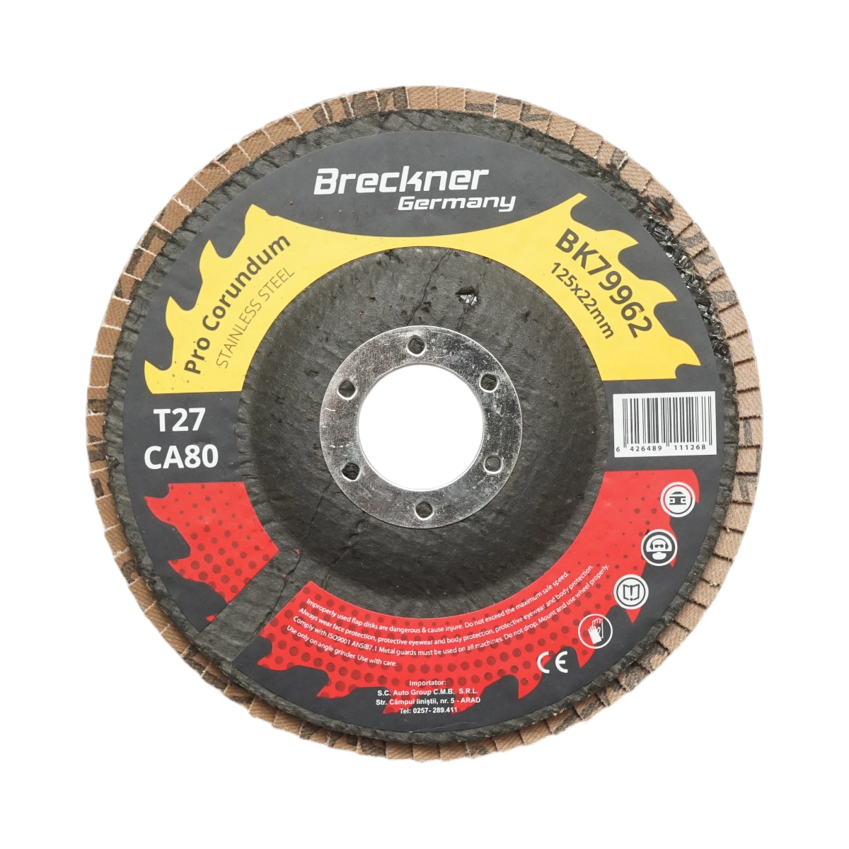 Accesorii taiere, polizare si slefuire - Disc lamelar abraziv corund 125x22mm T27 CA40 pentru slefuire/polizare inox si metal Breckner Germany