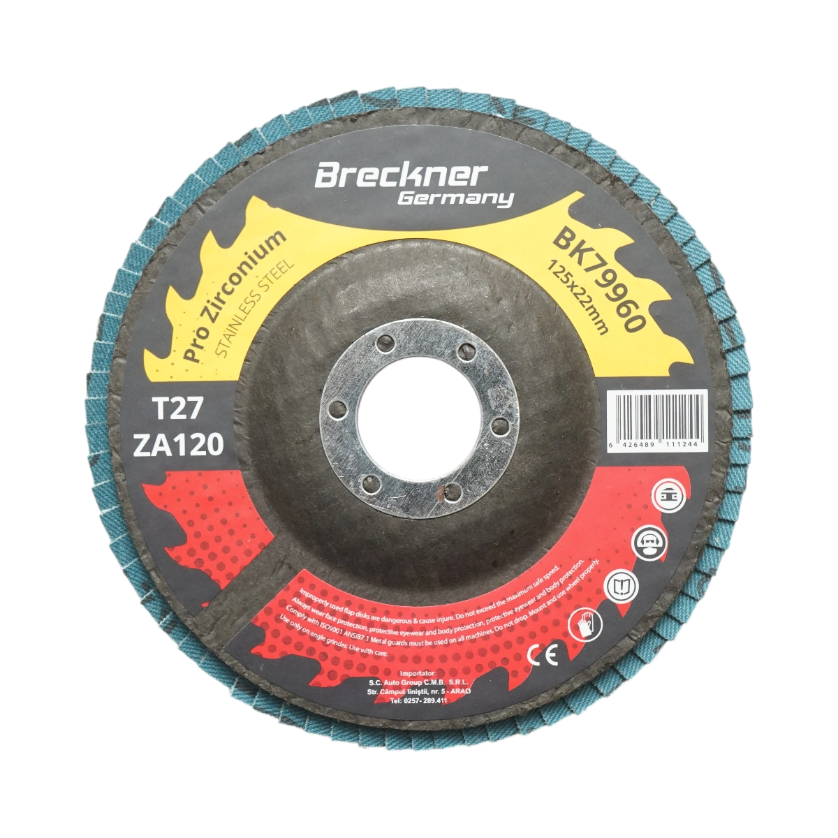 Accesorii taiere, polizare si slefuire - Disc lamelar abraziv cu zirconiu 125x22mm T27 ZA120 pentru slefuire, polizare metal si inox Breckner Germany