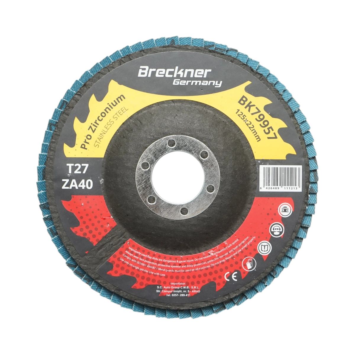 Accesorii taiere, polizare si slefuire - Disc lamelar abraziv cu zirconiu 125x22mm T27 ZA40 pentru slefuire, polizare metal si inox Breckner Germany