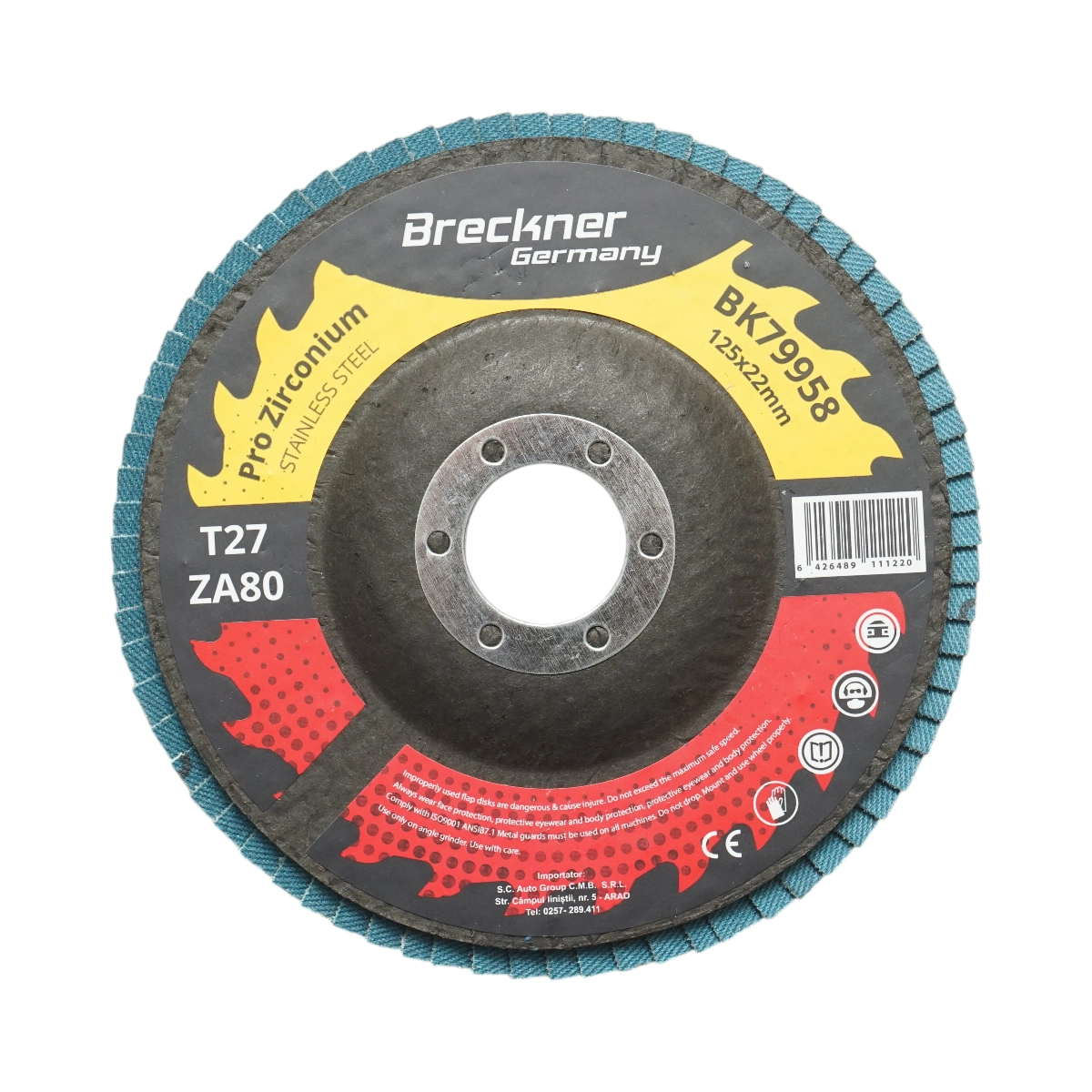 Accesorii taiere, polizare si slefuire - Disc lamelar abraziv cu zirconiu 125x22mm T27 ZA80 pentru slefuire, polizare metal si inox Breckner Germany