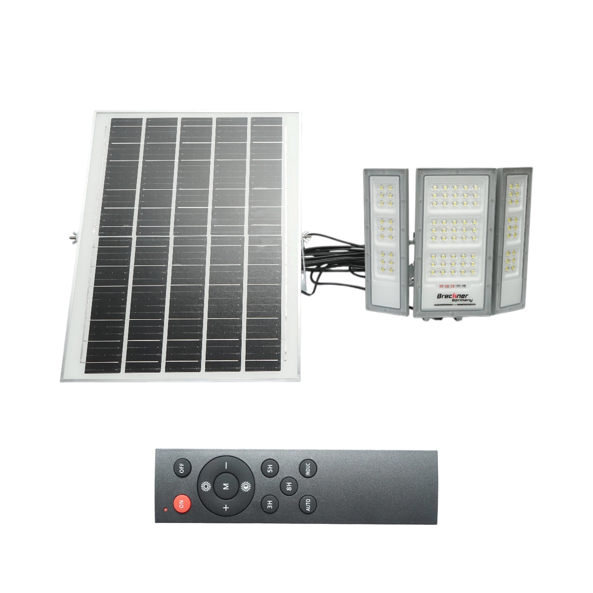 Proiectoare si lampi solare - Lampa LED 1300lm, 6500K, cu panou solar 25W, baterie LiFePO4 3.2V/15Ah, senzor de miscare si telecomanda, IP66 Breckner Germany