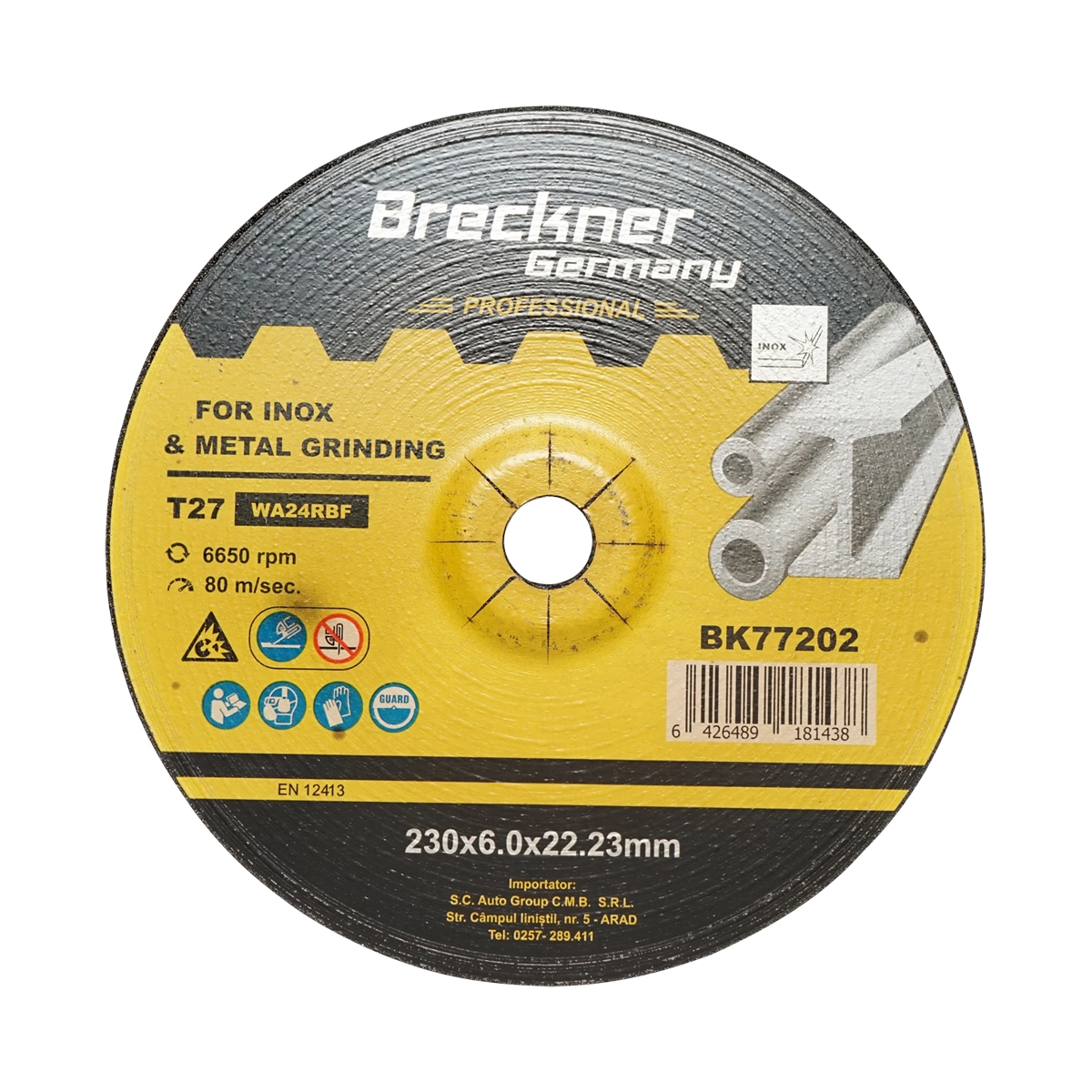 Accesorii taiere, polizare si slefuire - Panza disc flex pentru taiat si polizat inox T27 230x6.0x22mm Breckner Germany
