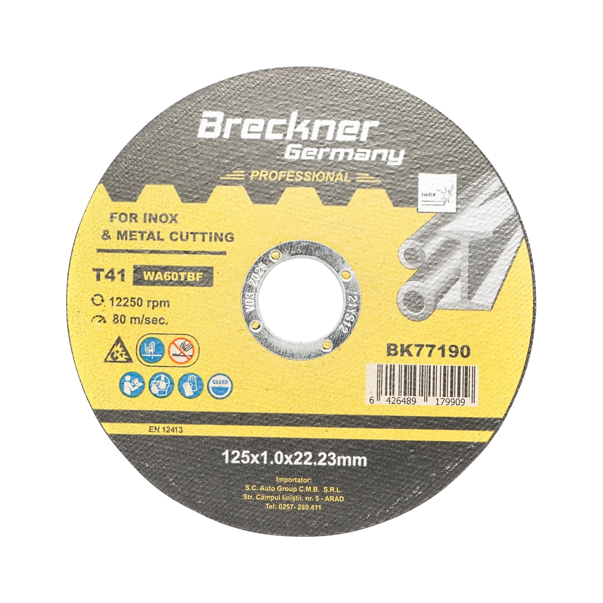 Accesorii taiere, polizare si slefuire - Panza disc flex pentru taiat si polizat inox T41 125x1.0x22mm Breckner Germany