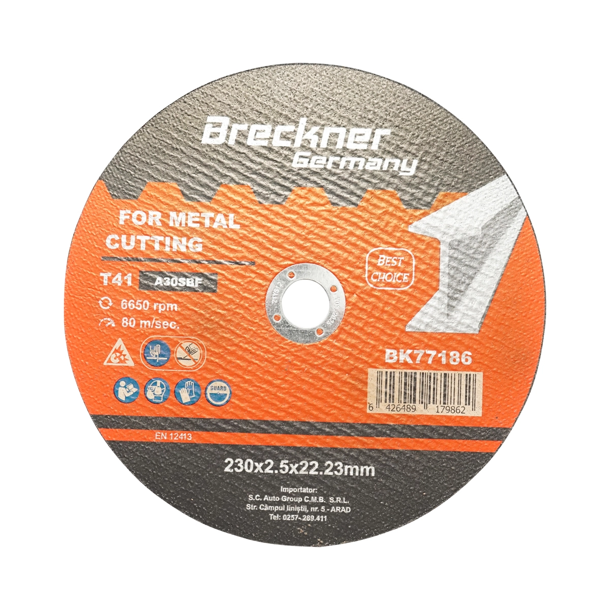 Accesorii taiere, polizare si slefuire - Panza disc flex pentru taiat si polizat metal T41 230x2.5x22mm Breckner Germany