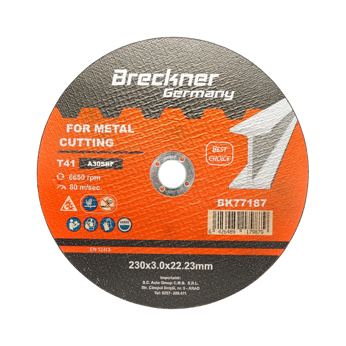 Accesorii taiere, polizare si slefuire - Panza disc flex pentru taiat si polizat metal T41 230x3.0x22mm Breckner Germany