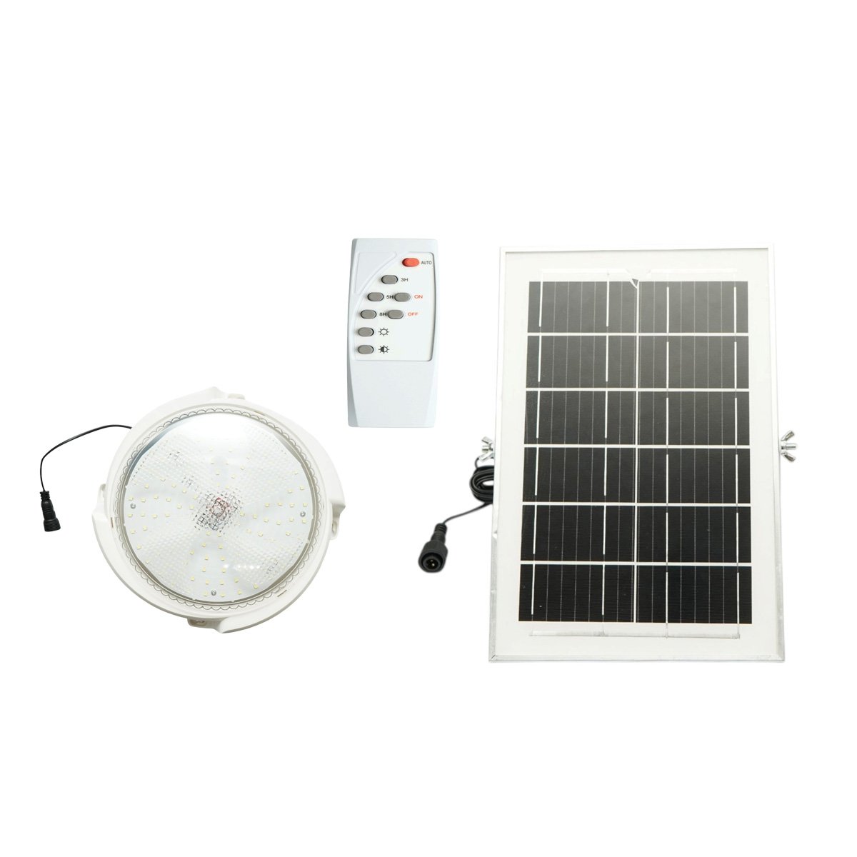Iluminat interior - Plafoniera solara LED 150W, 6500K cu panou solar 6W, baterie LiFePO4 3600mAh, senzor miscare si telecomanda IP65 Breckner Germany