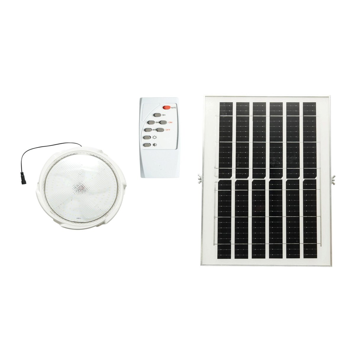 Iluminat interior - Plafoniera solara LED 200W, 6500K cu panou solar 12W, baterie LiFePO4 5400mAh, senzor miscare si telecomanda IP65 Breckner Germany