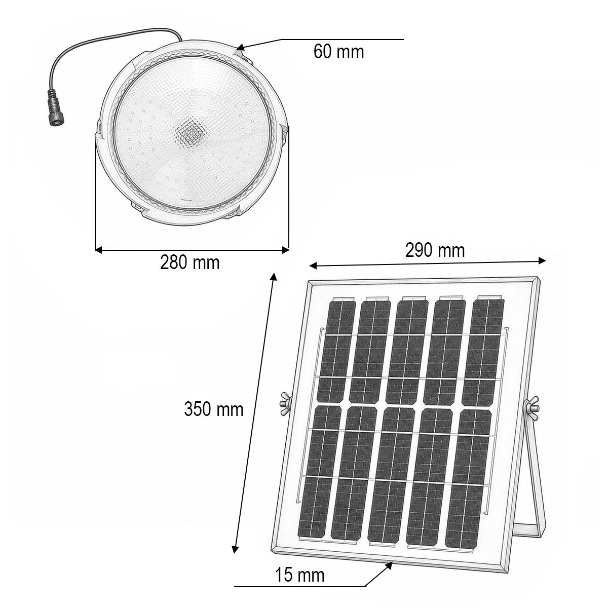 Plafoniera solara LED 200W, 6500K cu panou solar 12W, baterie LiFePO4 5400mAh, senzor miscare si telecomanda IP65 Breckner Germany [3]